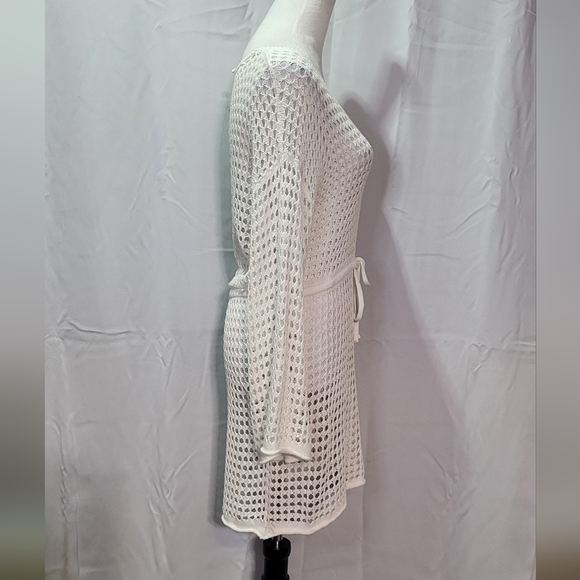 Blooming Jelly Womens NWT White Crochet Cover Up Midi Dress Bell Sleeve Sz Small - Picture 3 of 5